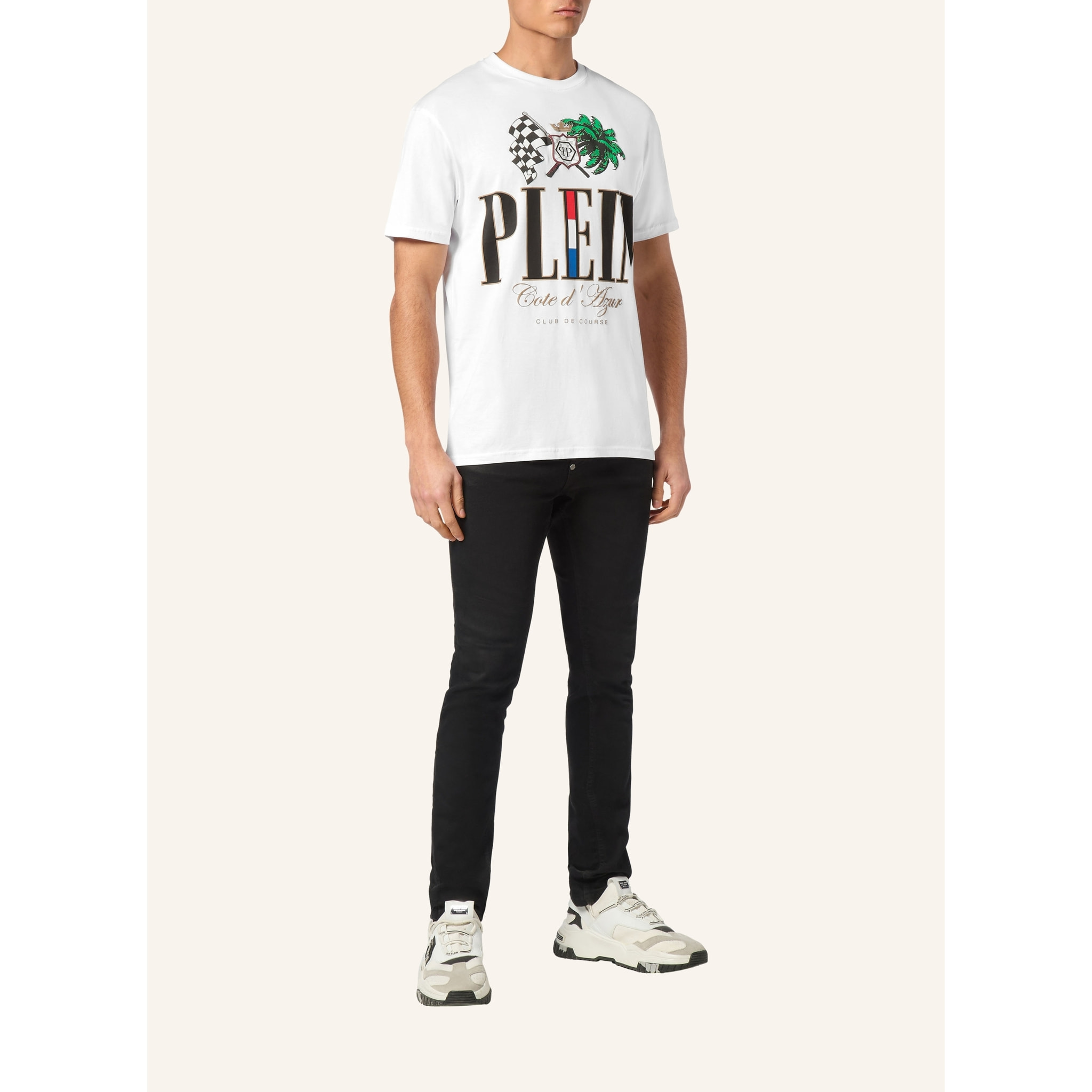 PHILIPP PLEIN Camiseta de cuello redondo y manga corta D AZUR