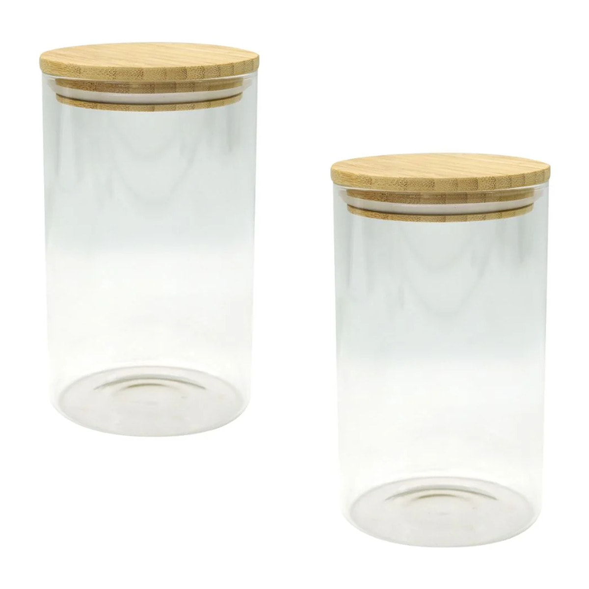 Ensemble de 2 Boîtes de conservation en verre avec couvercle en Bambou Fackelmann Eco Friendly