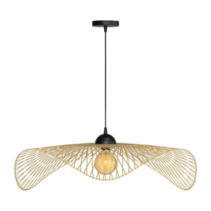Suspension D75 cm en bambou avec fil noir - Jipi