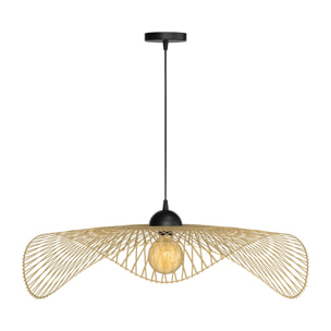 Suspension Jipi en bambou avec fil noir D75cm