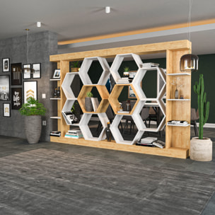 Librería, 100% tablero de aglomerado rechapado en melamina, color blanco_x000D_
roble