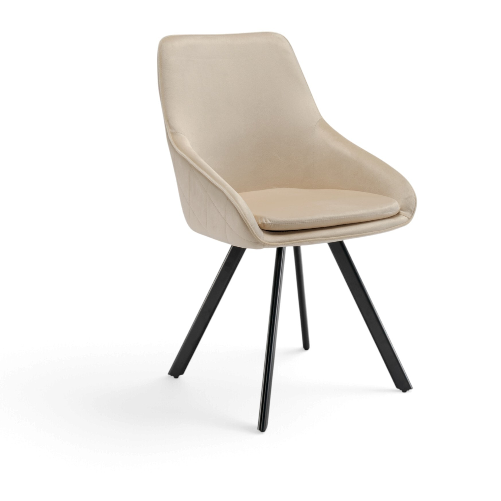 Set di 2 sedie TOLEDO in tessuto effetto velluto beige e gambe nere