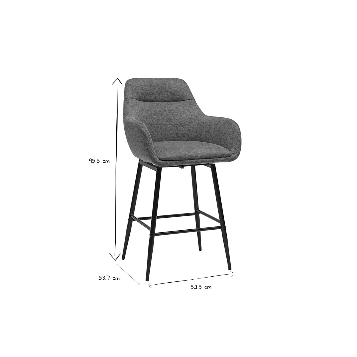 Tabourets de bar pivotants 360° en tissu effet velours texturé terre brûlée et métal H65.5 cm (lot de 2) ALESS