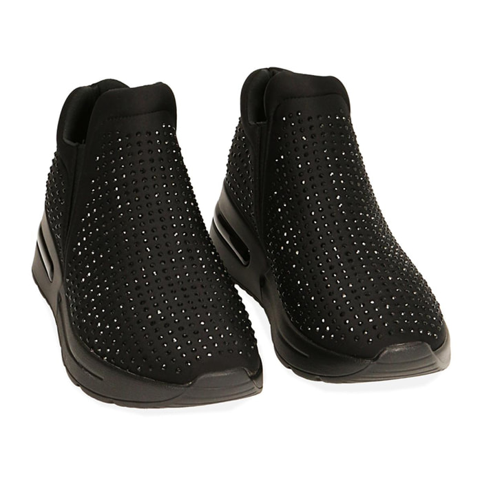 Slip-on nere in lycra con strass