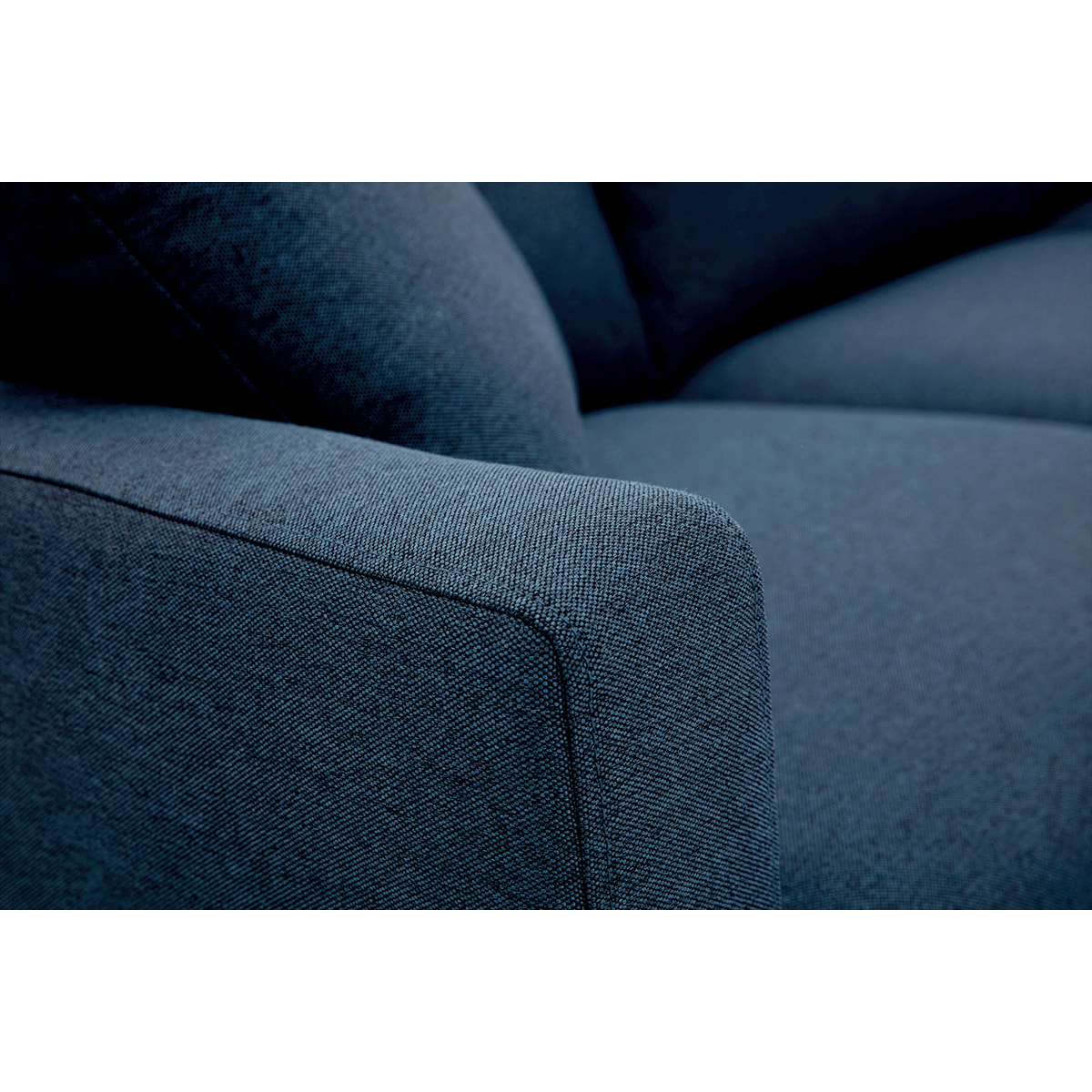 Canapé 3 places en tissu bleu foncé et bois foncé MUNIK