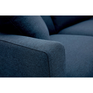 Canapé 3 places en tissu bleu foncé et bois foncé MUNIK