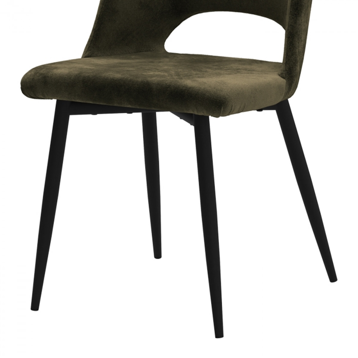 Lot de 2 chaises en velours vert et pieds en métal noir - Pénélope