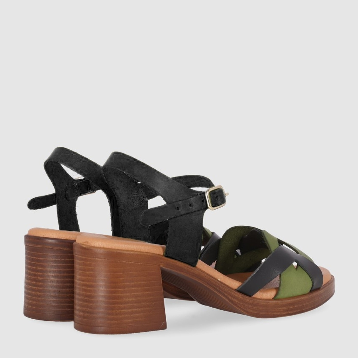 Sandalias de Piel - Multi-Kaki - Tacón: 5 cm