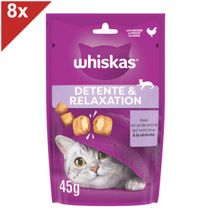 WHISKAS Aliment complémentaire Détente Relaxation au poulet pour chat 8x45g