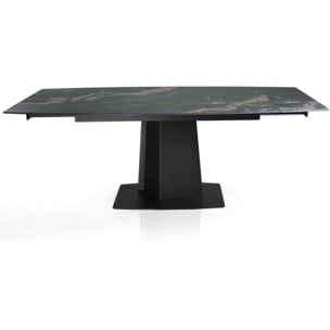 Table à manger extensible Tomasucci SAFIR, en céramique effet marbre noir, 140/170/200 × 89 × 77 cm