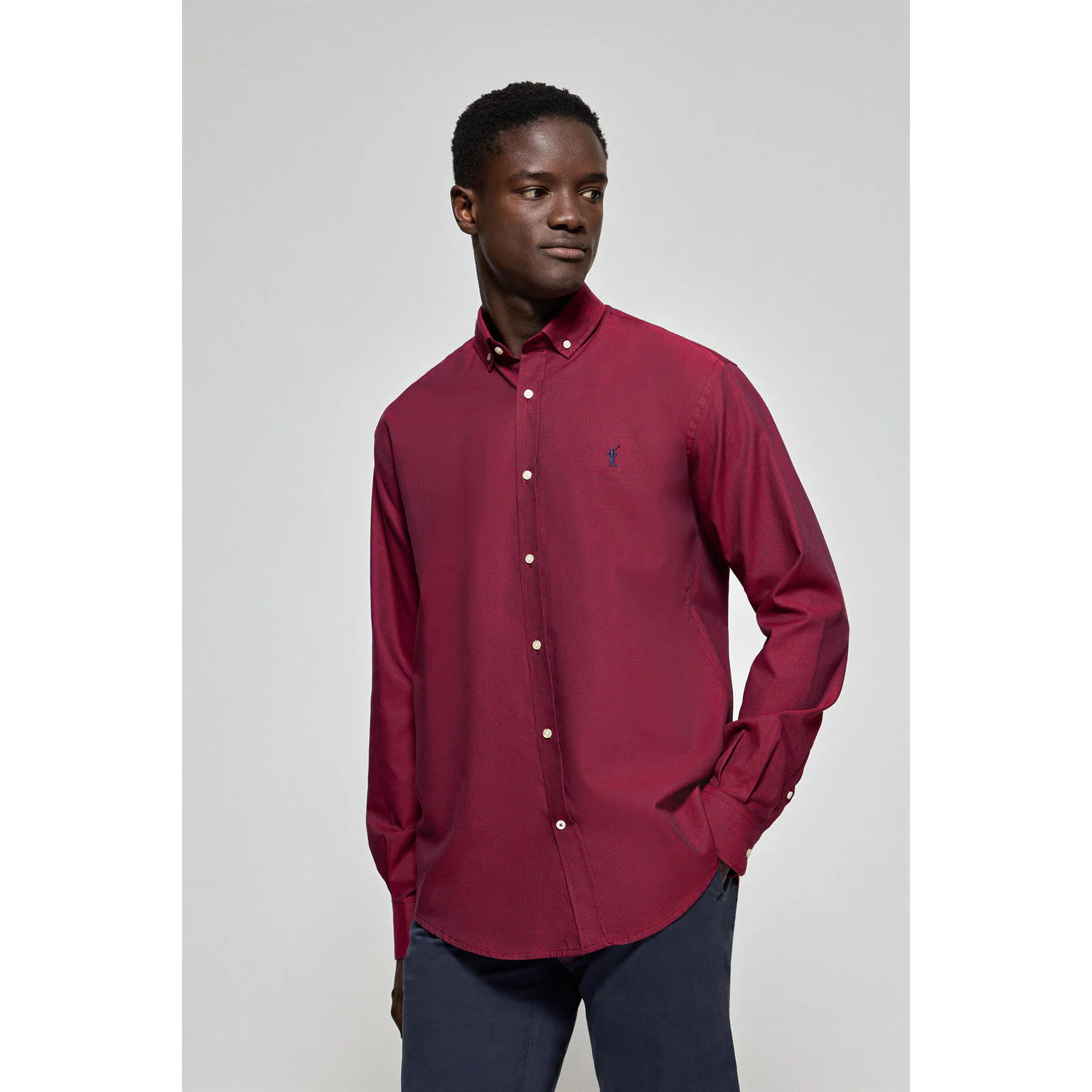 Camicia oxford Rio bordeaux con logo Rigby Go ricamato