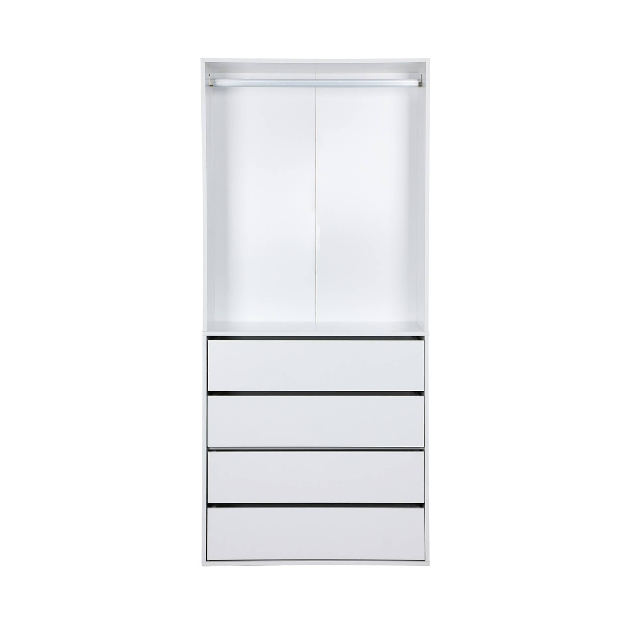 Module dressing avec 4 tiroirs et 1 penderie blanc. panneaux stratifiés