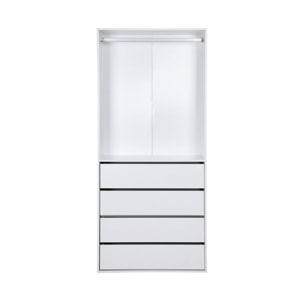 Module dressing avec 4 tiroirs et 1 penderie blanc. panneaux stratifiés