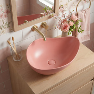 Vasque à poser design asymétrique 50,5 x 38 x 19 cm sans trop-plein rose mat PixL (CEPX5038PM)