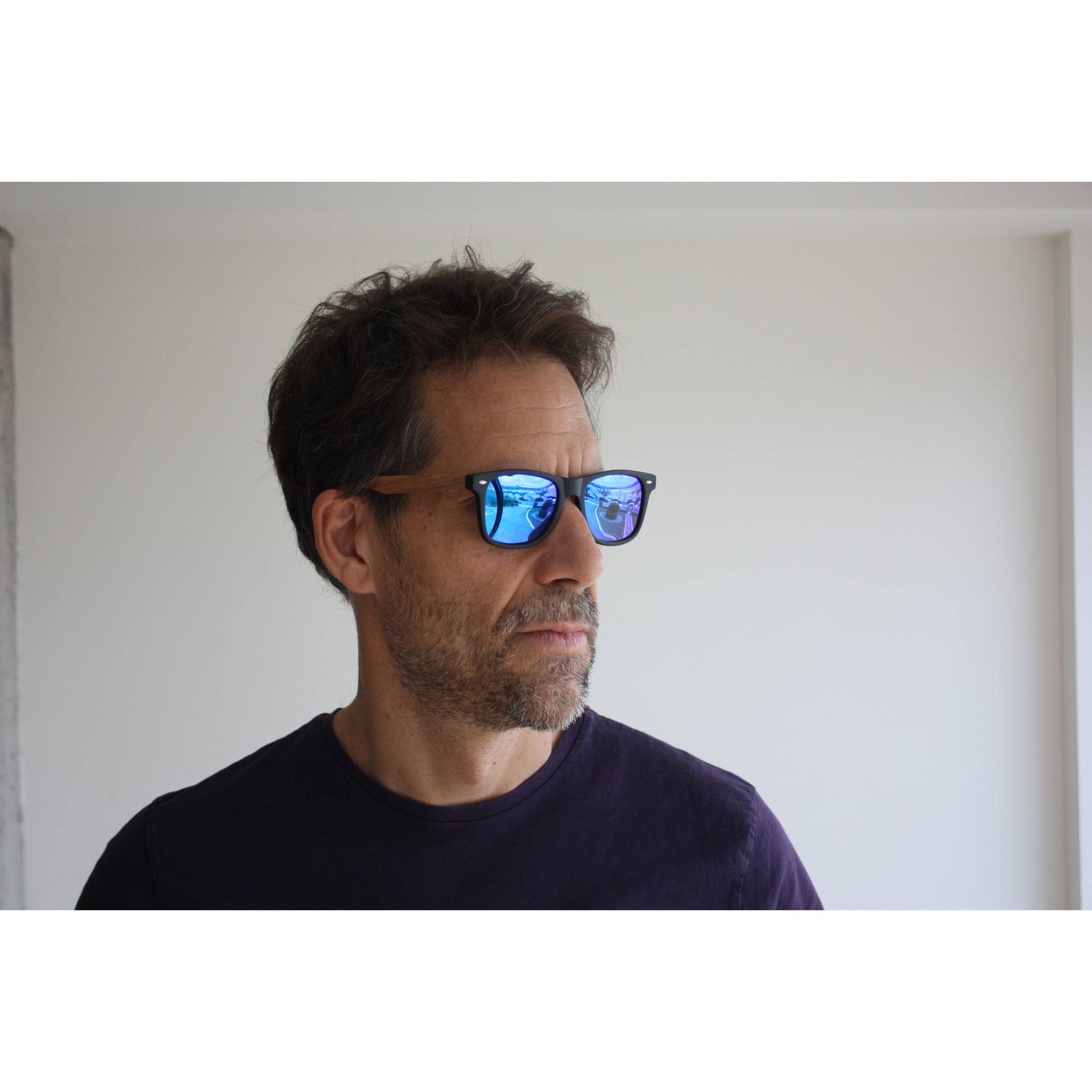 Gafas de sol OCEAN BEACH WOOD - De madera negro con patillas marrón y / Revo azul