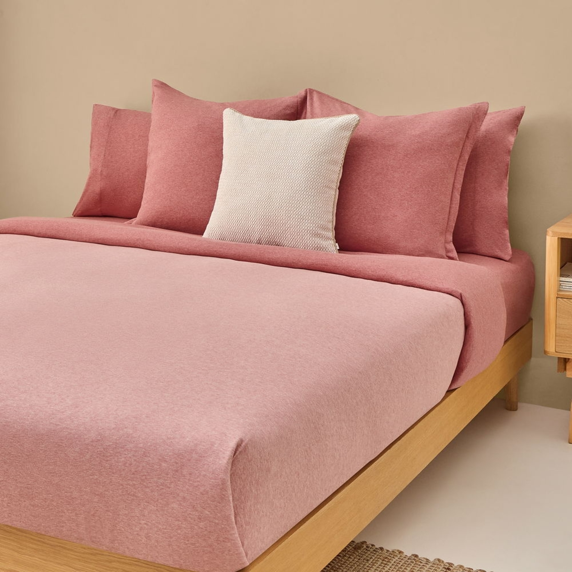Funda nórdica punto algodón sostenible Punto color rosa Punto de algodón