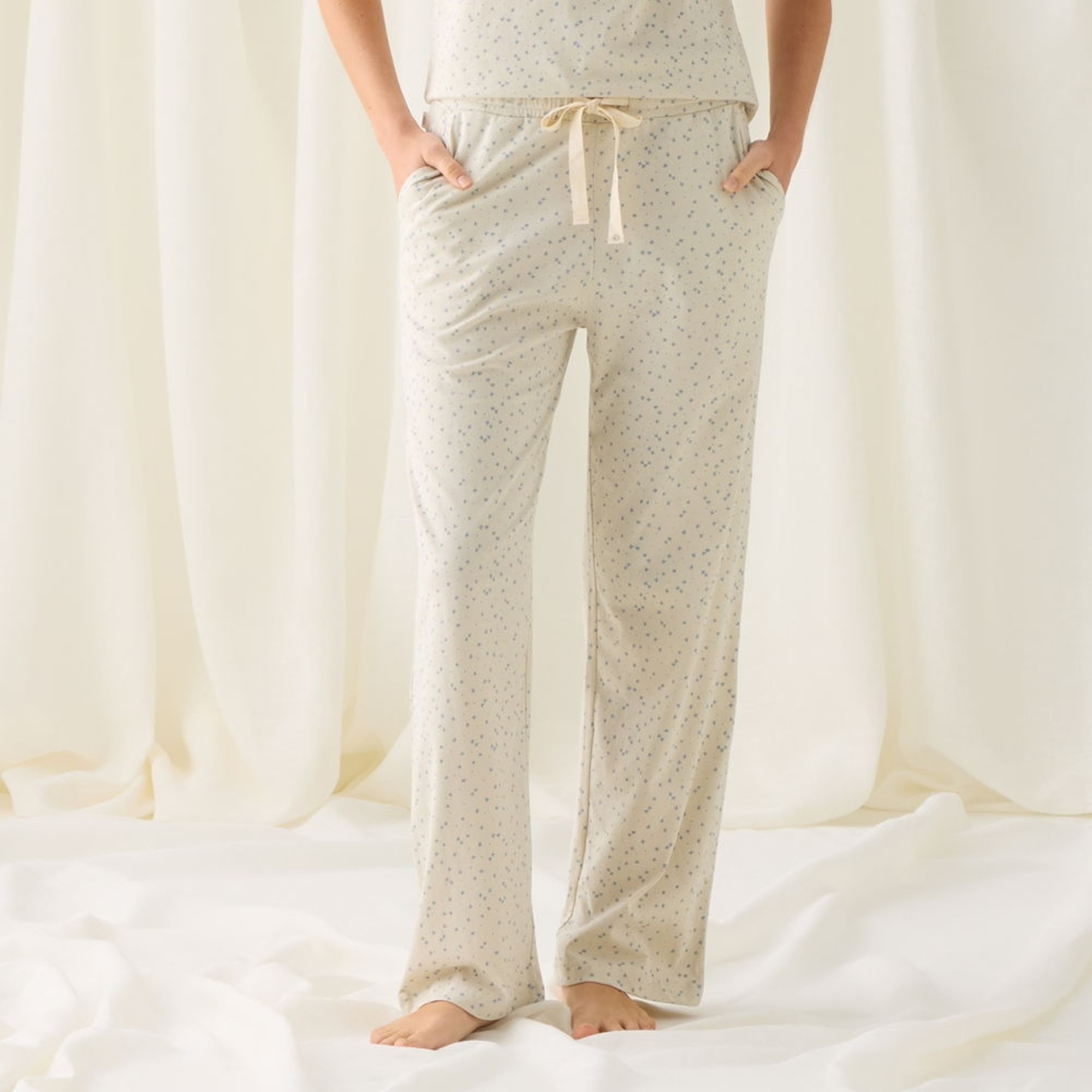 Pantalón de algodón de orgánico estampado floral Donnap color azul Viscosa