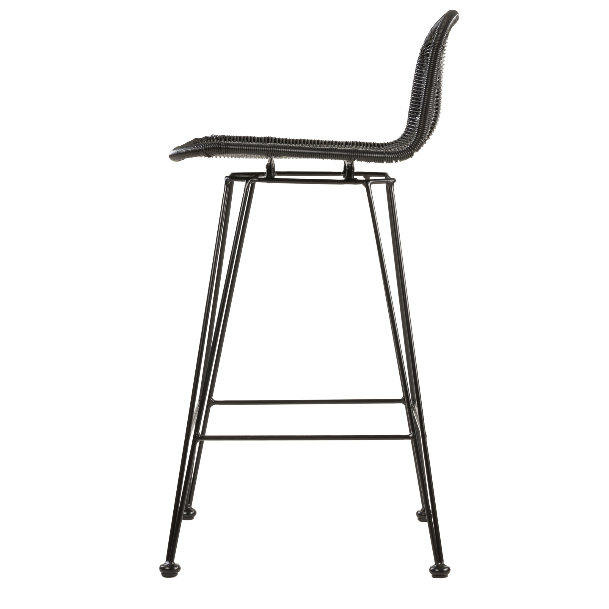 Lot de 2 chaises de bar mi-hauteur 63 cm en résine tressée noire - Jigani