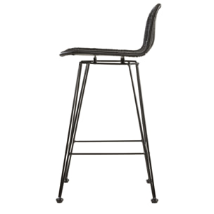 Lot de 2 chaises de bar mi-hauteur 63 cm en résine tressée noire - Jigani