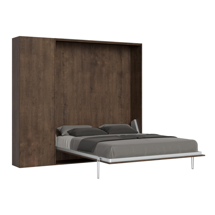 Cama abatible 160 vertical Kentaro con columna Nogal