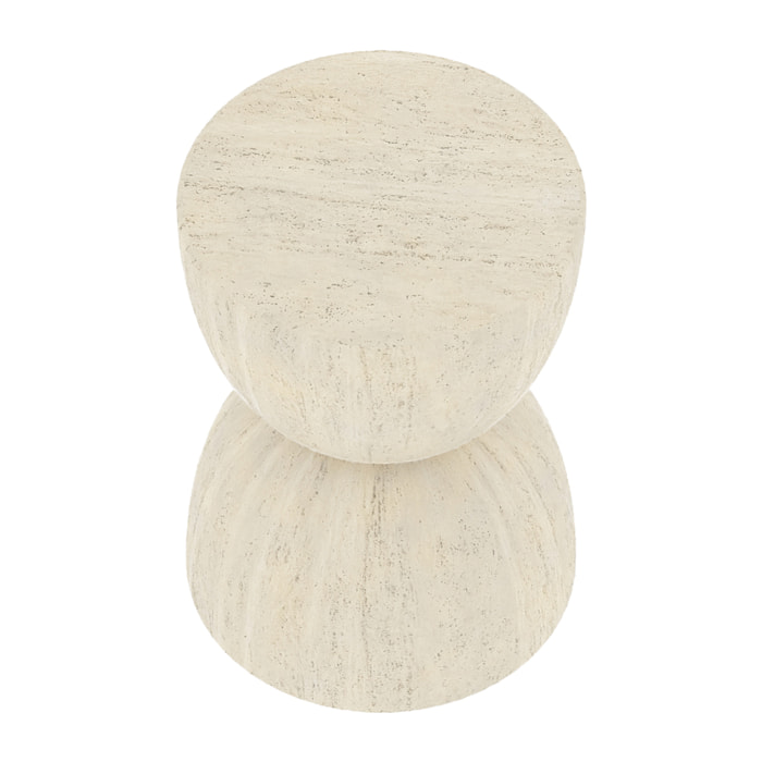 Framboise – Table d'appoint en magnésie blanche mouchetée