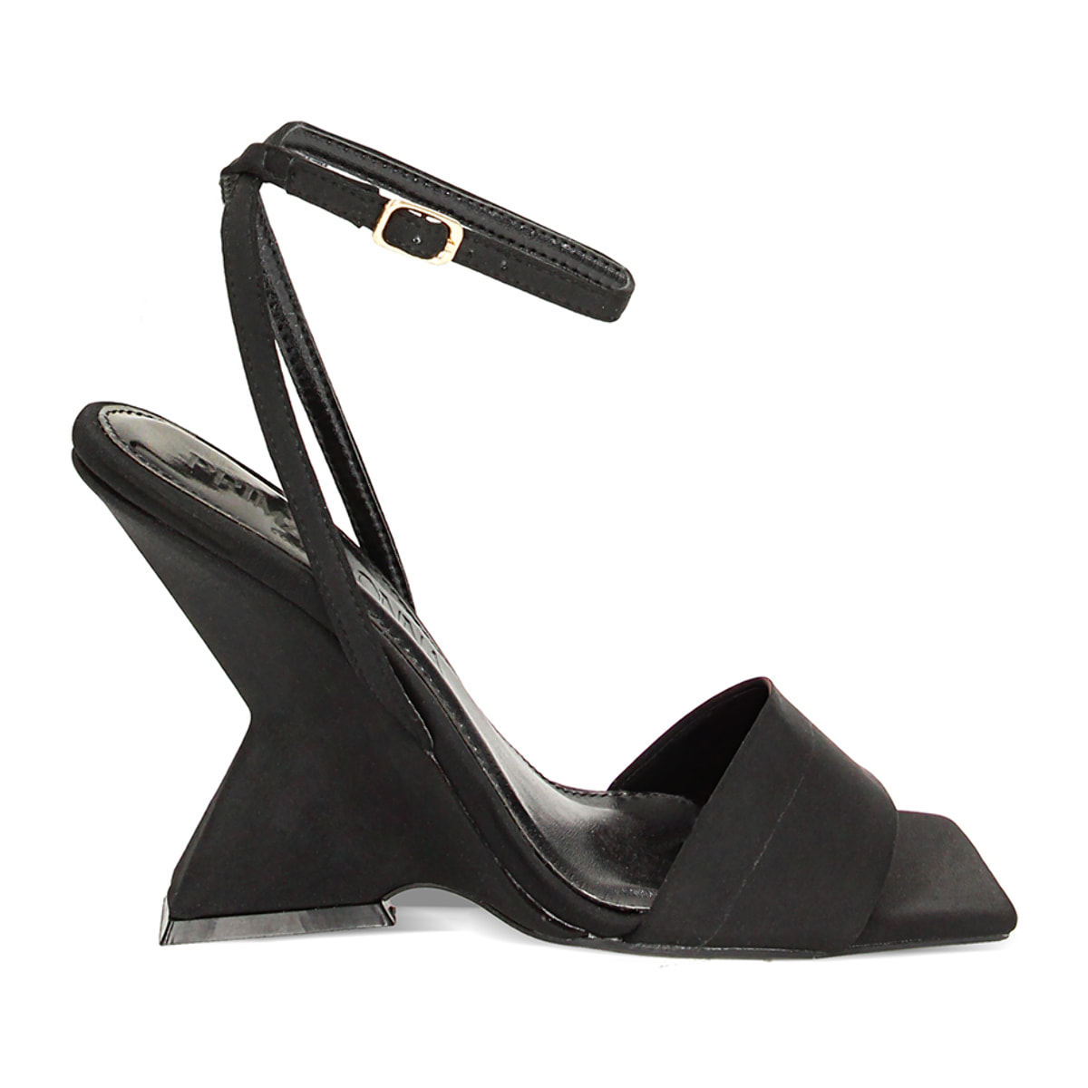 Sandalias negras con tacón en lycra