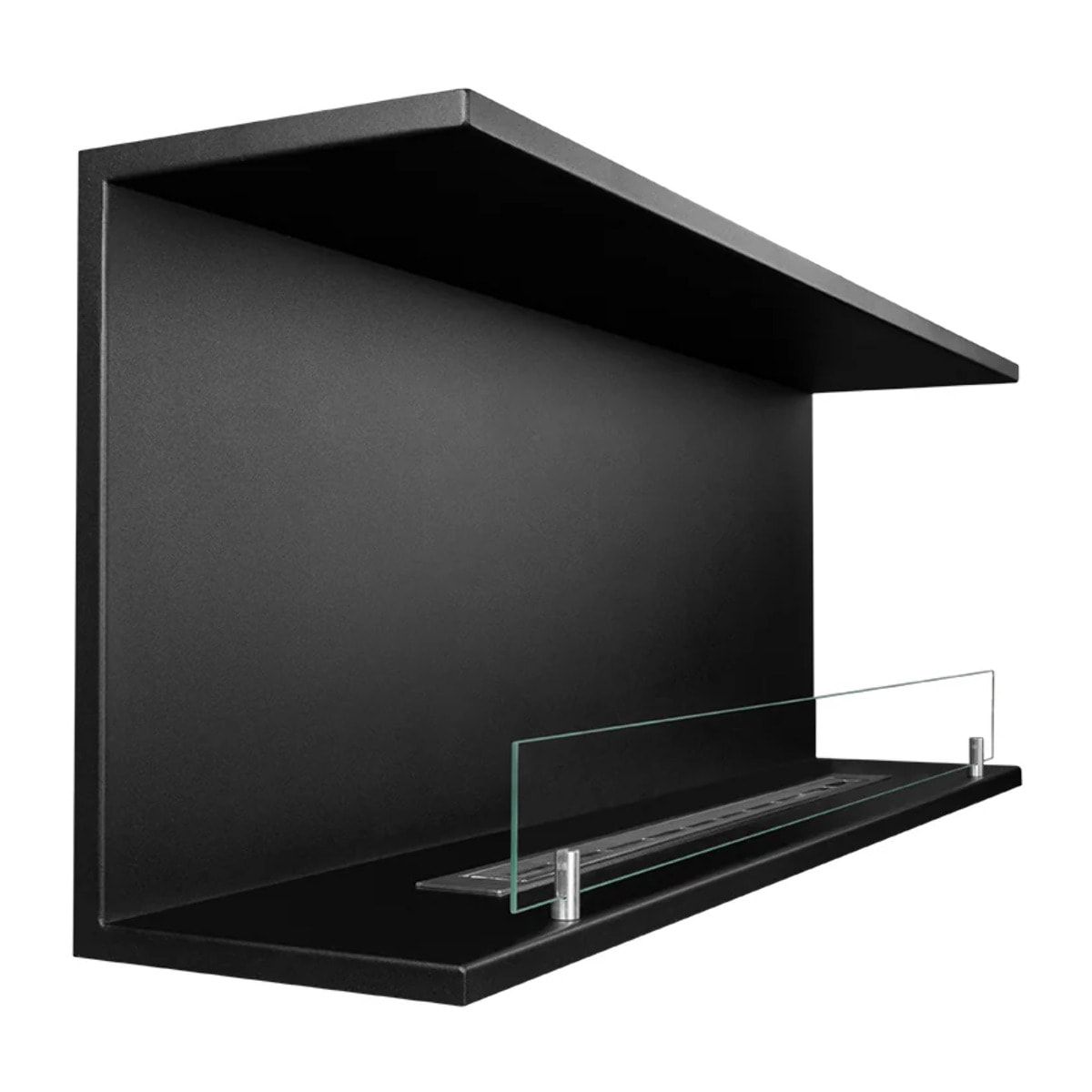 Trevi 120 - Camino a Bioetanolo da Incasso Trifacciale 120x45x24,5 cm con Bruciatore 1,25lt in Acciaio