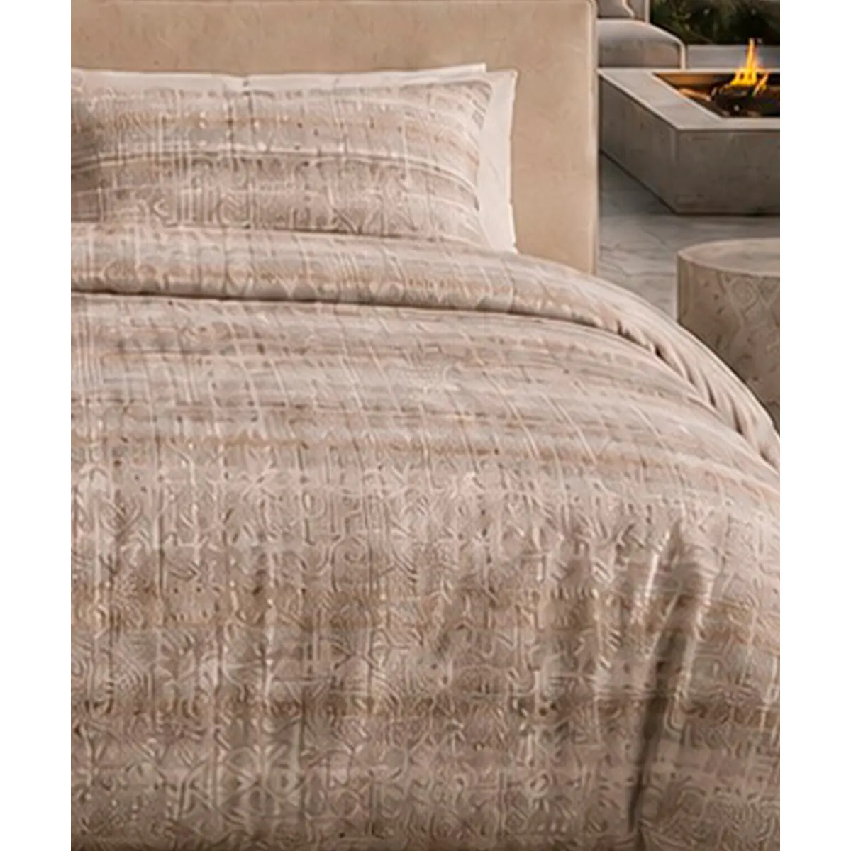Parure Copripiumino Trama Tortora Beige in Cotone 100% Made in Italy, Stampa Digitale HD