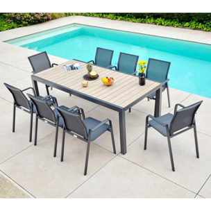 Ensemble table et chaises de jardin  - effet bois - OLERONY
