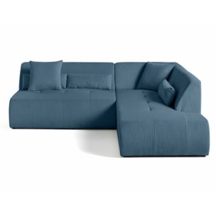 Onyx - canapé modulable d'angle droit - 5 places - en velours côtelé - Bleu