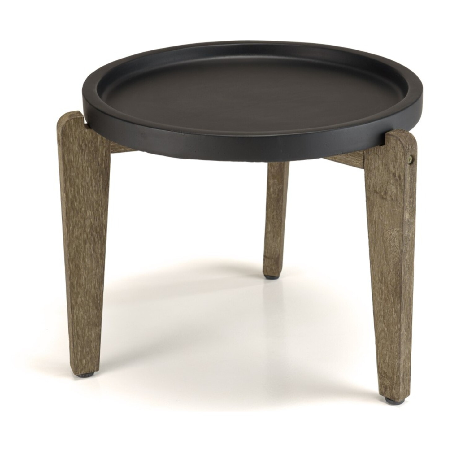HECTOR - Table d'appoint 55x52cm plateau béton noir mat pieds acacia