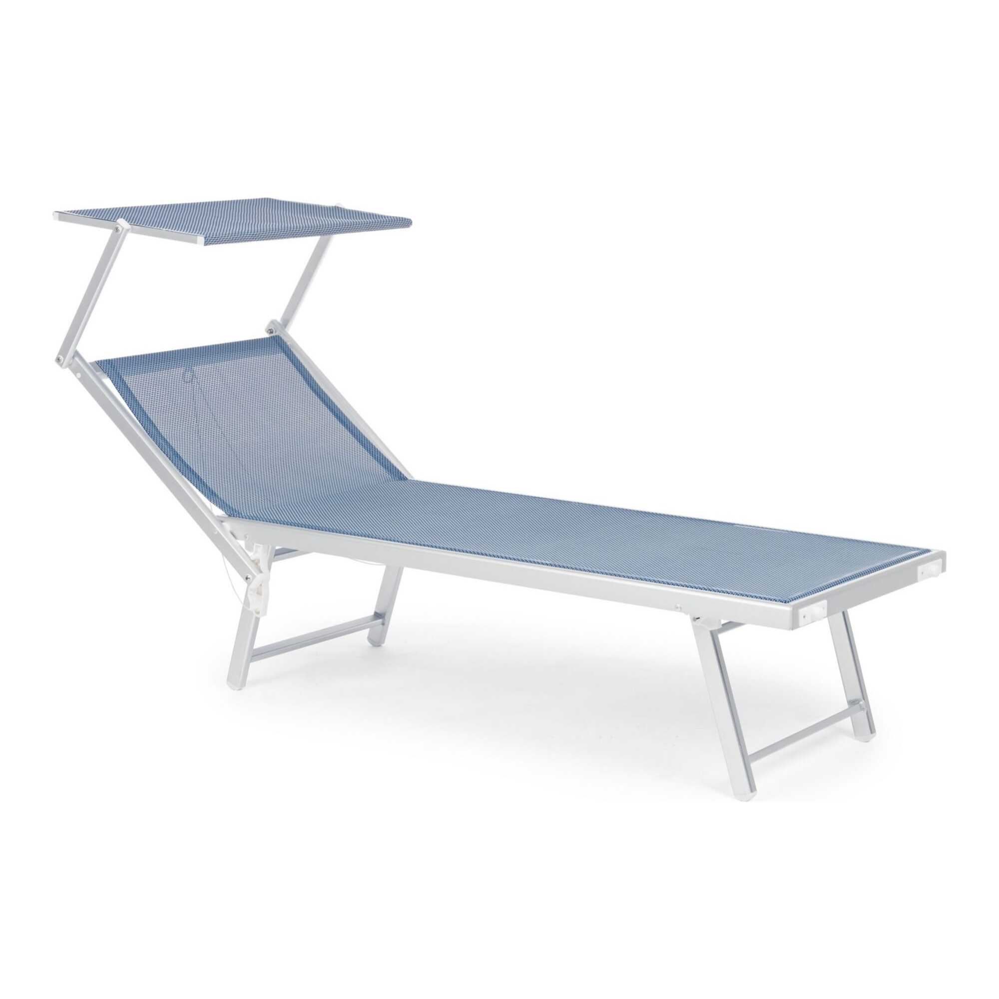 Set di 2 lettini prendisole TURQUETA in alluminio bianco e textilene blu, pieghevole