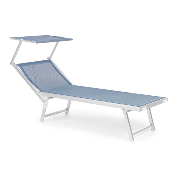 Set di 2 lettini prendisole TURQUETA in alluminio bianco e textilene blu, pieghevole