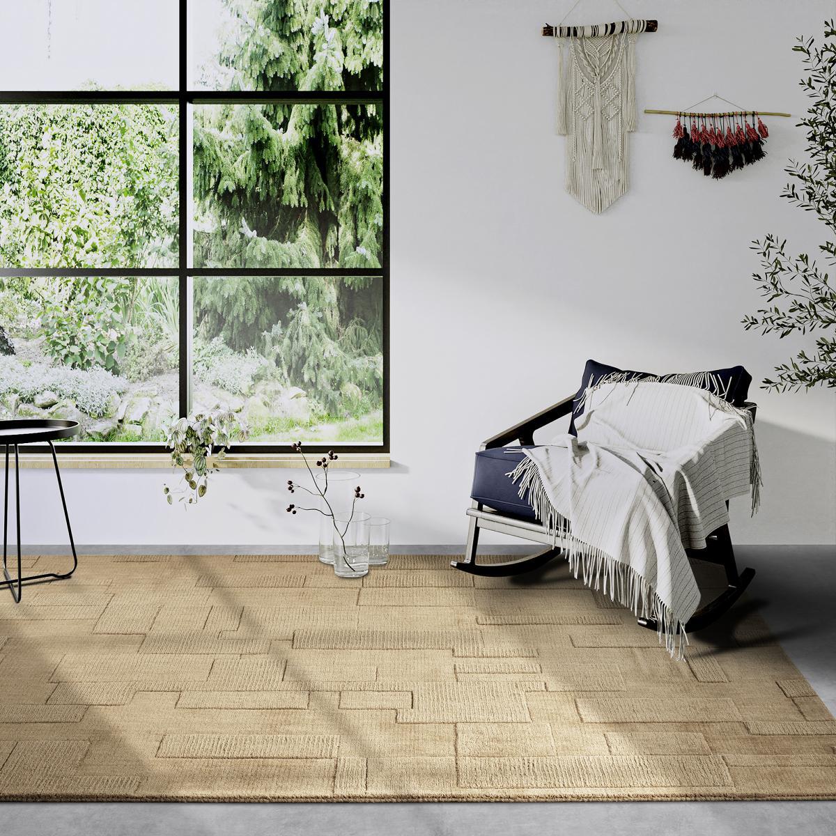 Tapis salon, motif géométrique authentique, piena, tissé main