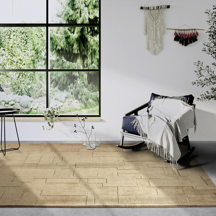 Tapis salon, motif géométrique authentique, piena, tissé main