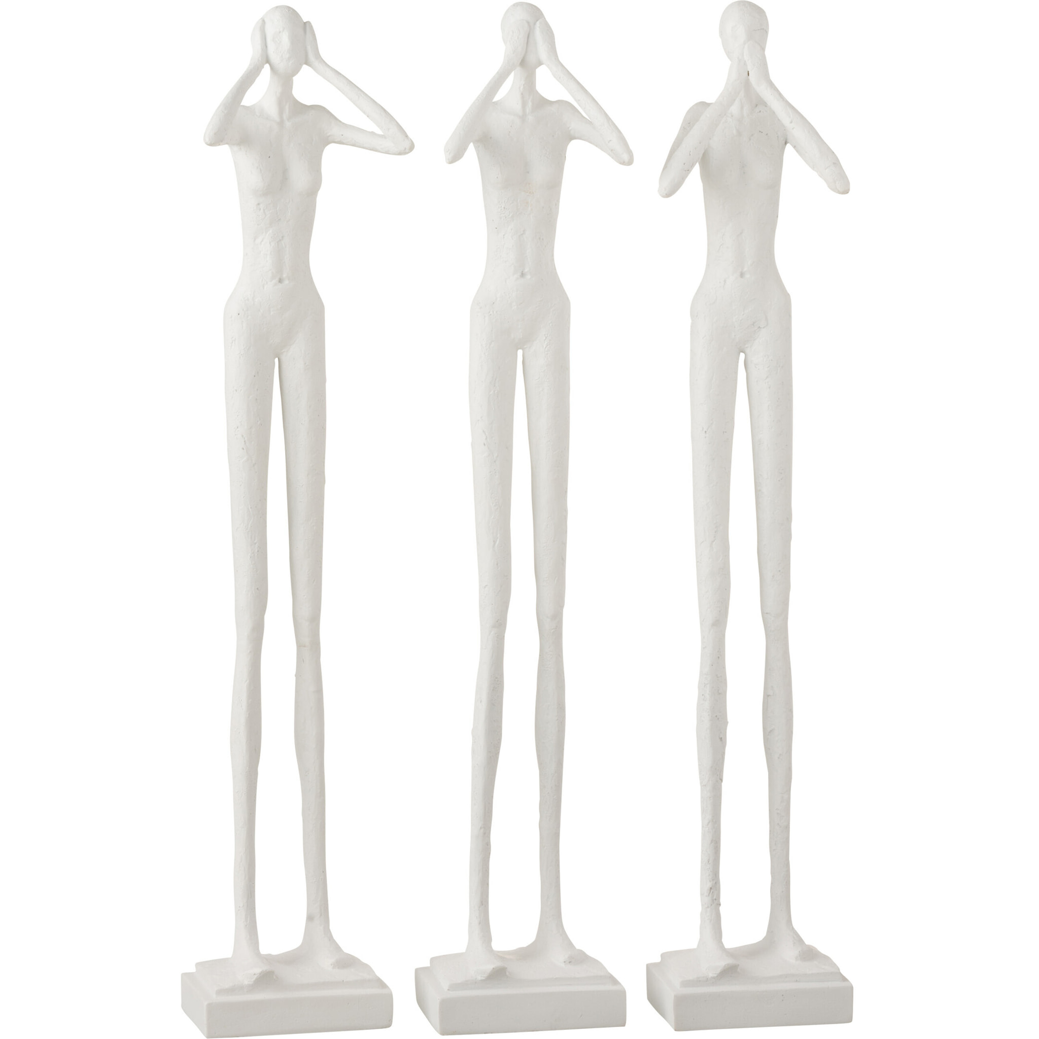 J-Line Figure Entendre/Voir/Se Taire Resine Blanc Assortiment De 3