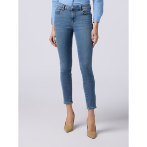 Oltre - Jeans skinny con bottone gioiello - Azzurro
