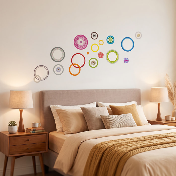 Stickers Muraux décoration adhésifs cercles design multicolores