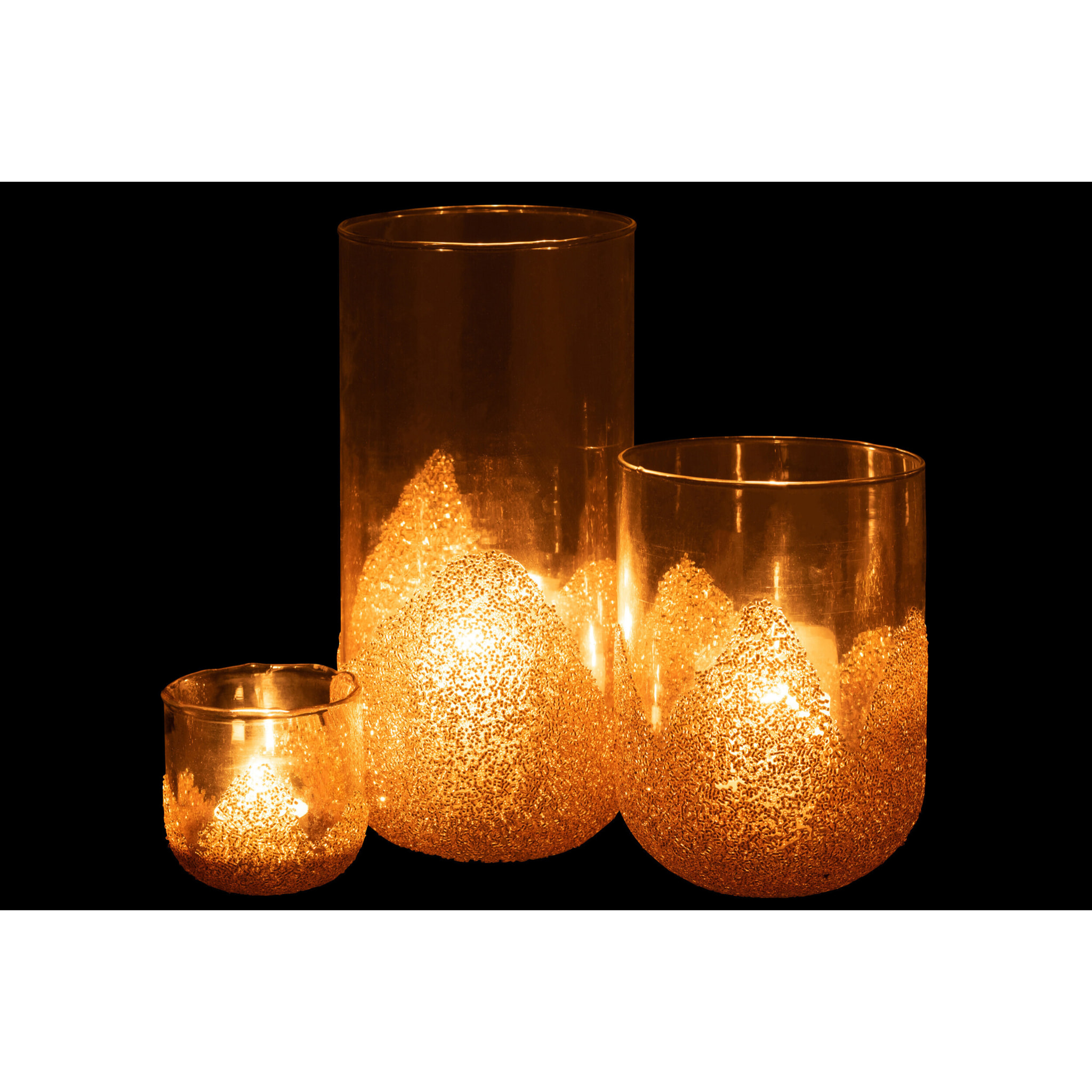J-Line bougeoir Strass - verre - transparent/or - large