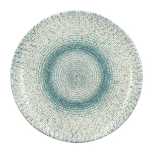 Lot de 6 assiettes à dessert en porcelaine blanche et bleue 20cm AQUA