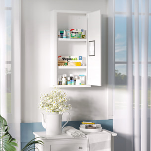 Armoire à pharmacie 2 étagères 3 niveaux dim. 30L x 12l x 60H cm logo croix transparent acier blanc