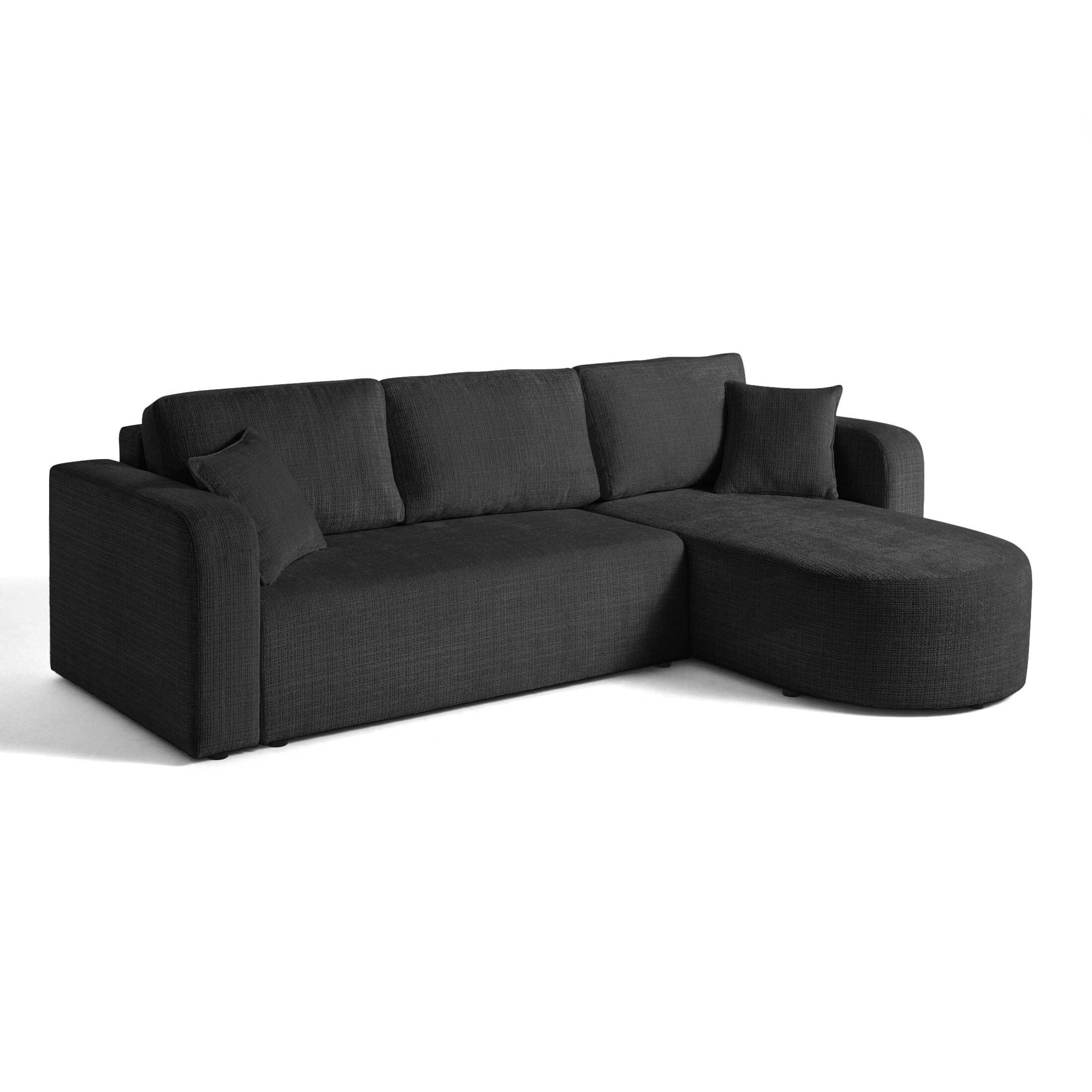 Miro - canapé d'angle réversible - 4 places - convertible avec coffre - en velours texturé - Gris Anthracite
