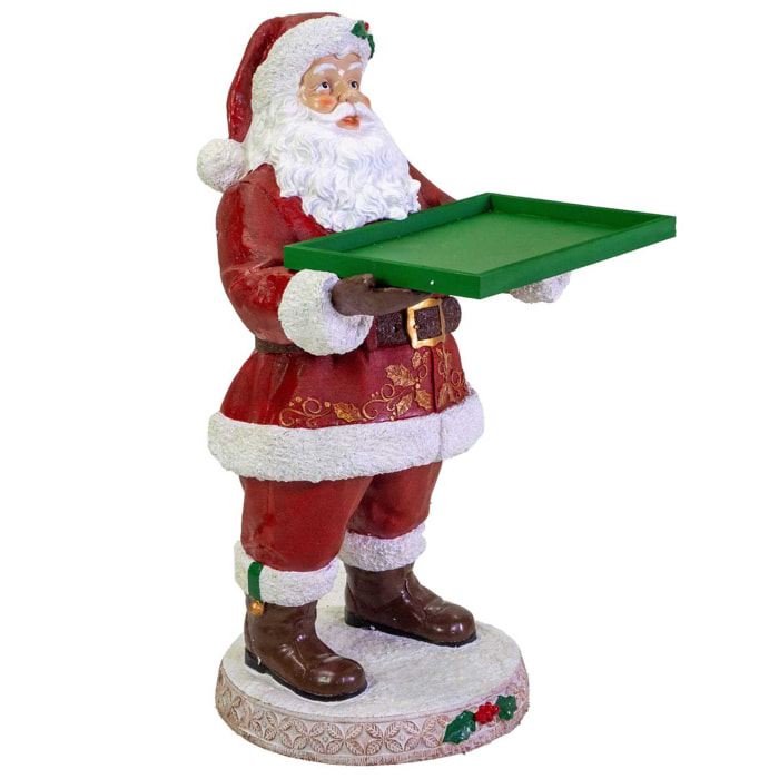 Babbo natale in resina con vassoio rosso cm53x48h93