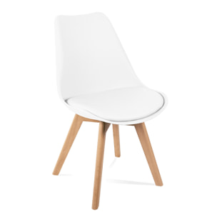 Pack 6 sillas comedor tulip blancas diseño nordico salon patas madera