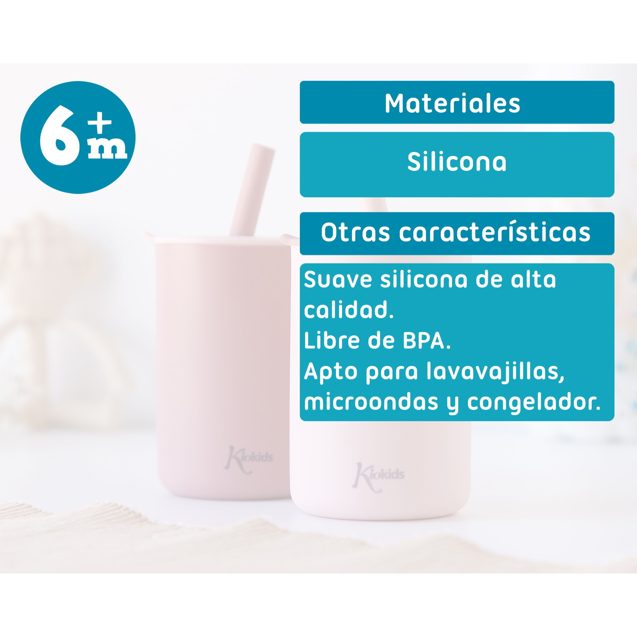 2 VASOS EN SILICONA ROSA CON PAJITA