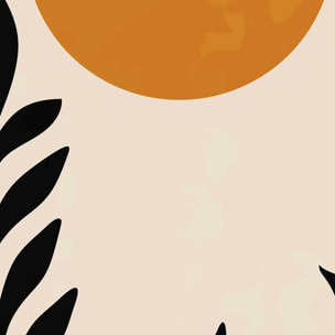 Affiche encadrée paysage abstrait soleil moderne Affiche + cadre en métal - Noir