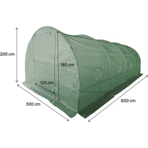 Serre tunelle de jardin 6 x 3 m "Lys" - 18 m² - 140g - Vert