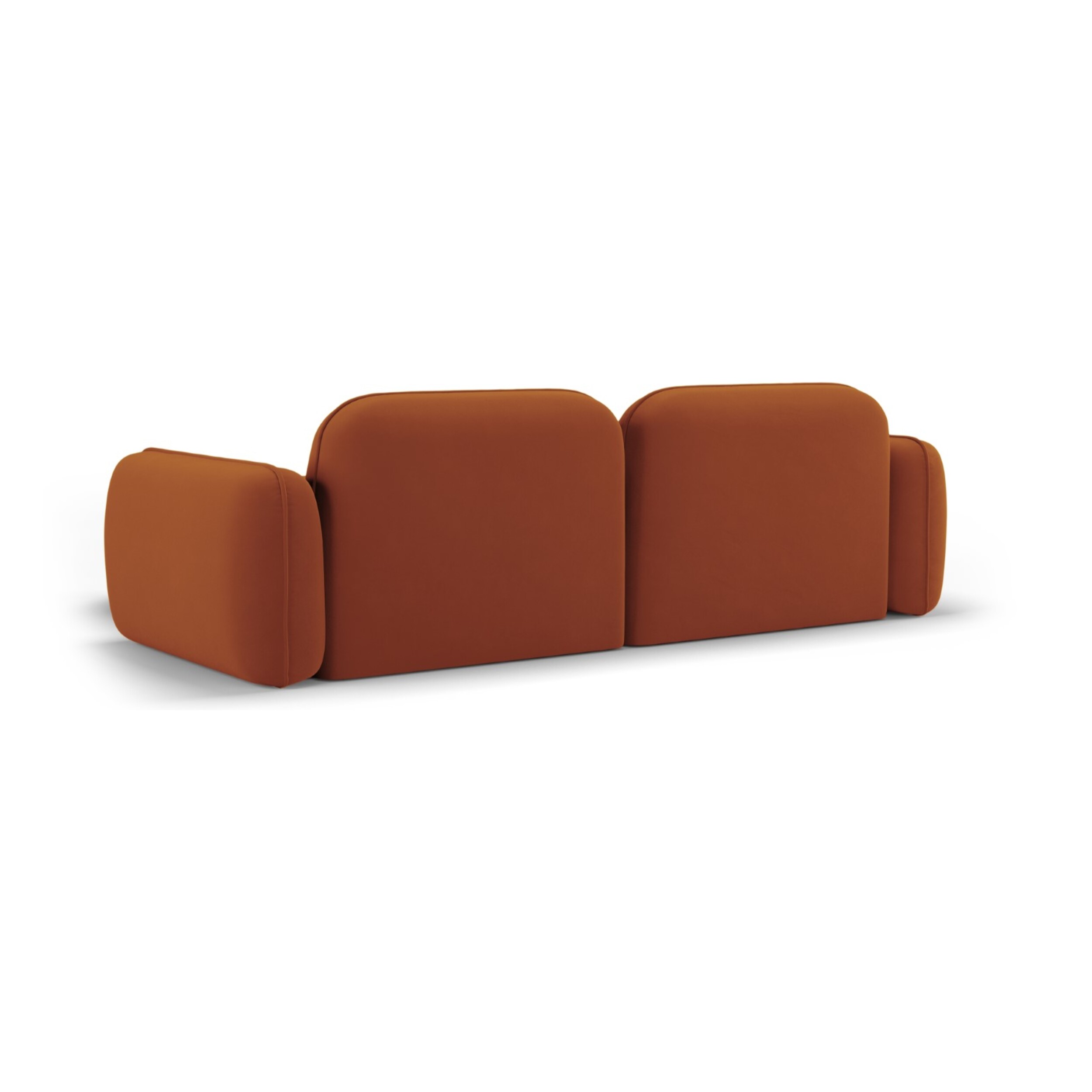 Canapé d'angle droit modulable "Lucien" 3 places en velours terracotta