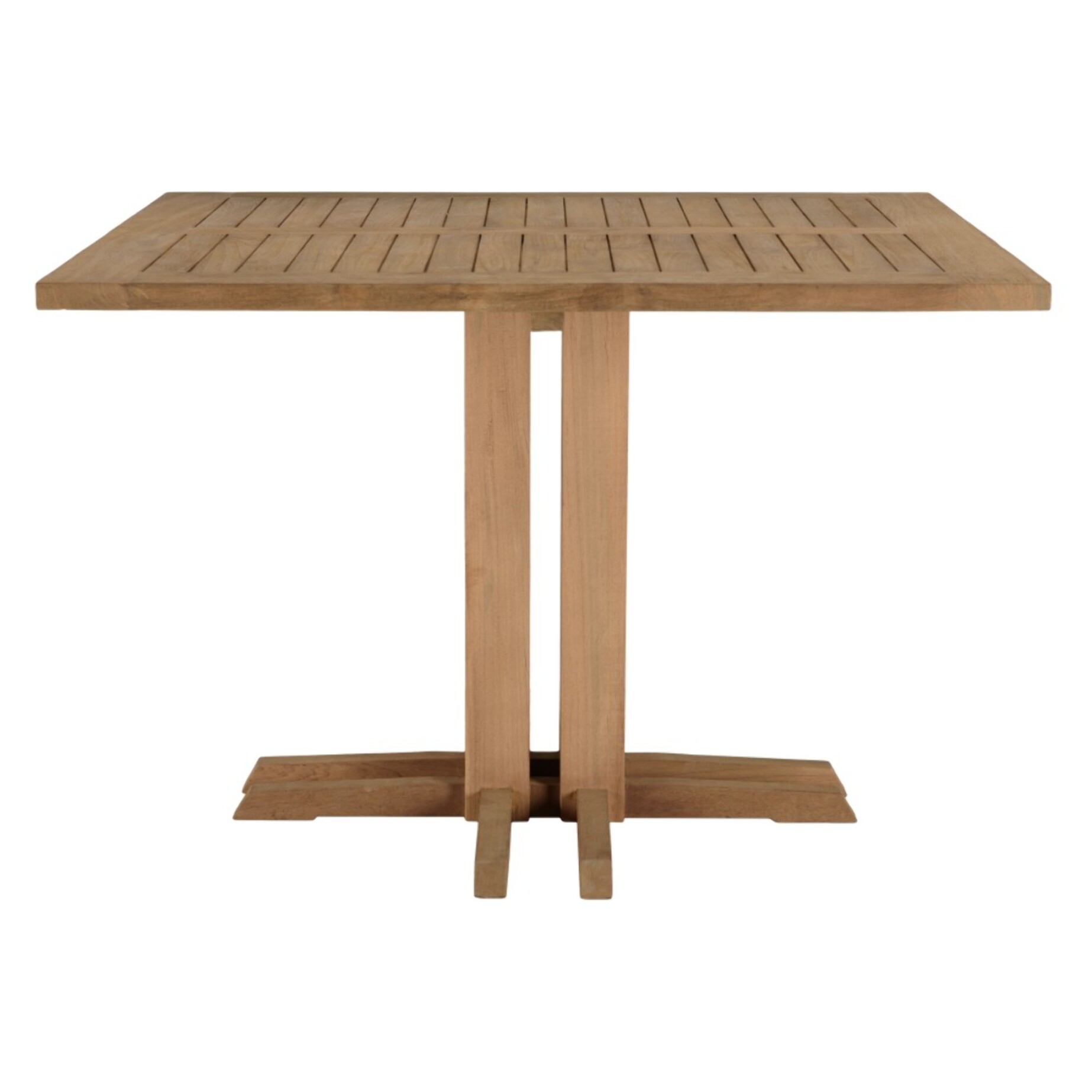 KALLY - Ensemble de jardin : table carrée en bois de teck recyclé et rotin synthétique, 4 pers.