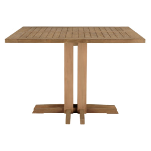 KALLY - Ensemble de jardin : table carrée en bois de teck recyclé et rotin synthétique, 4 pers.